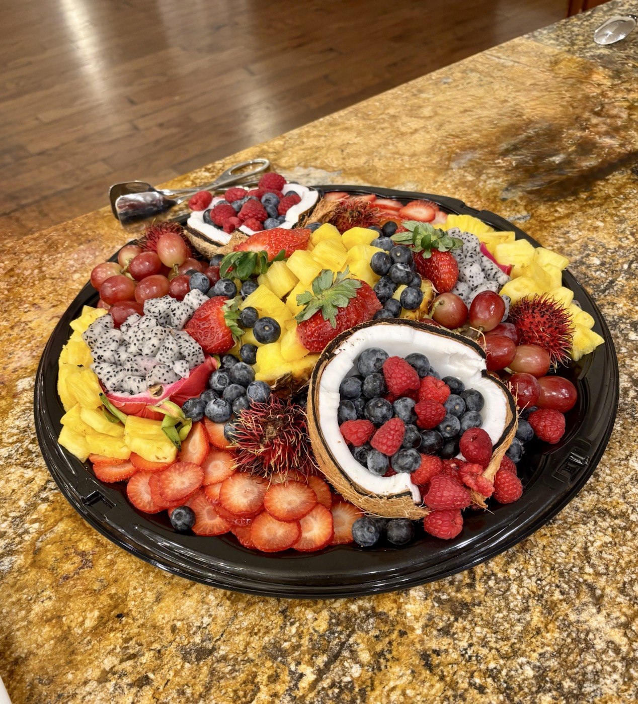 Fresh fruit tray prepared for a gathering
