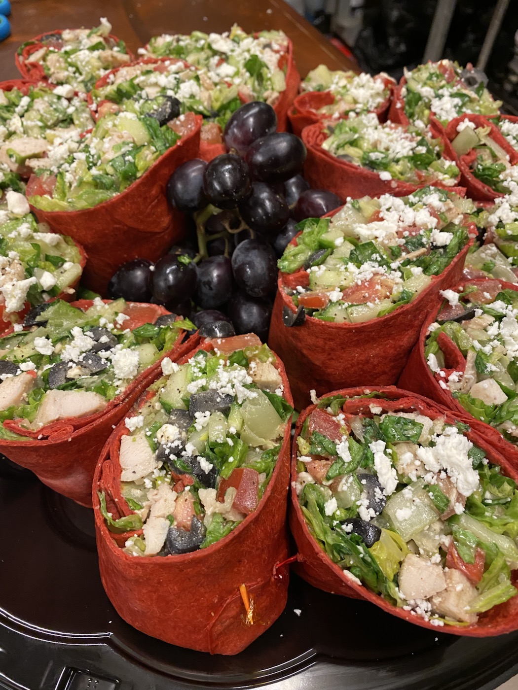 Catering wrap platter prepared for a gathering